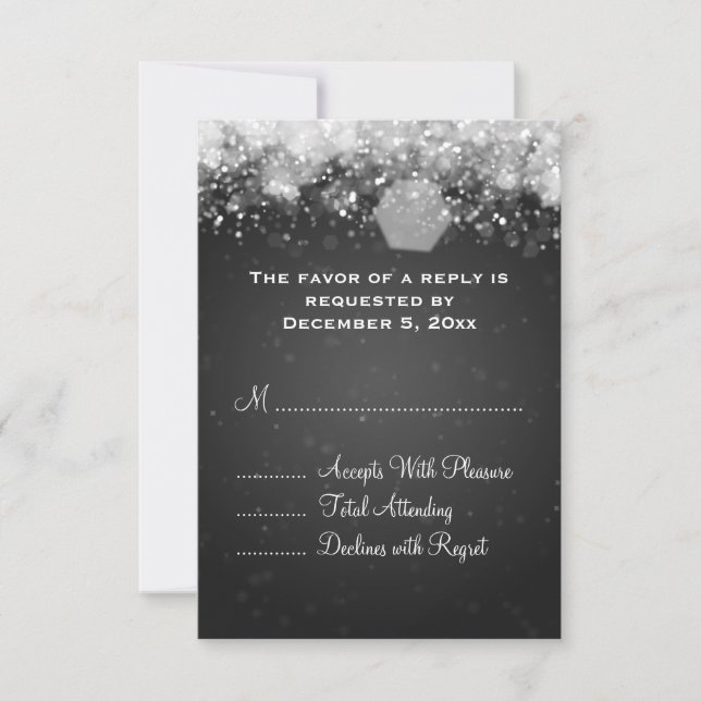 RSVP de Casamento Elegante Noite Negra (Frente)