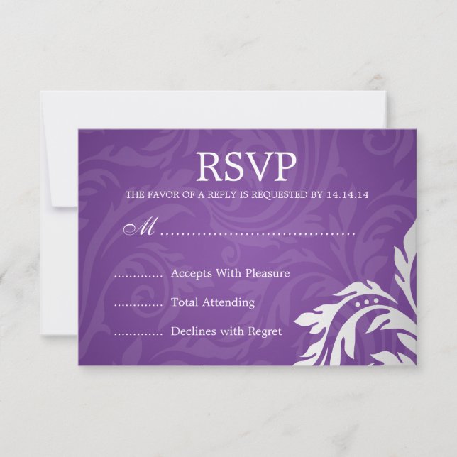 RSVP de Casamento Elegante Roxo (Frente)