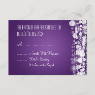 RSVP de Casamento Elegante - Roxo Dotado