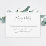 RSVP de Casamento Elegante Simples Clássico<br><div class="desc">Simples e elegante, este clássico cartão RSVP de casamento tem uma fina linha de prata sobre um fundo branco. Personalize a data de RSVP com a data de resposta necessária. Você também pode editar a cor do plano de fundo para a cor de sua escolha. Se você decidir editar a...</div>