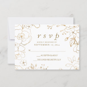 RSVP de Casamento Elegante Simples Floral do ouro