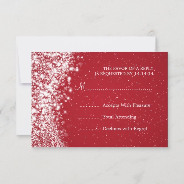 RSVP de Casamento Elegante Vermelho de Onda (Frente)