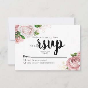 RSVP de casamento em azul naval com rosas florais