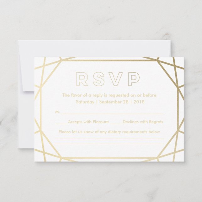 RSVP de Casamento em Forma de Diamante Geométrico  (Frente)