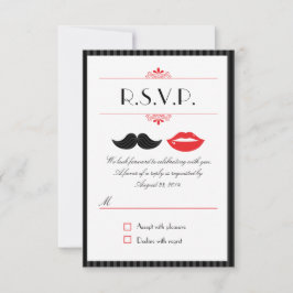 RSVP de Casamento entre bigodes e Lábios vermelhos