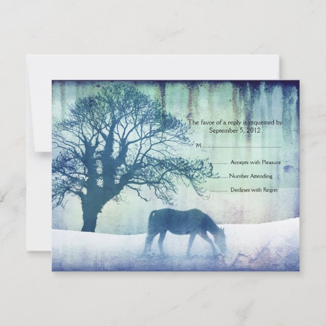 RSVP de Casamento Equestre Azul (Frente)