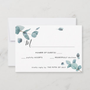 RSVP de Casamento Eucalyptus Azul Moderno
