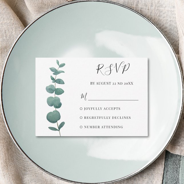 RSVP de Casamento Eucalyptus minimalista (Criador carregado)