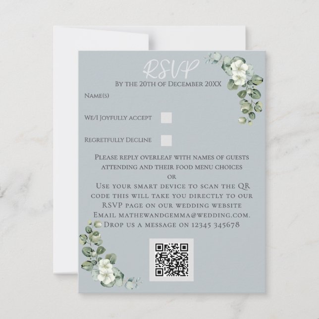 RSVP de Casamento Eucalyptus Moderno com Cartão de (Frente)