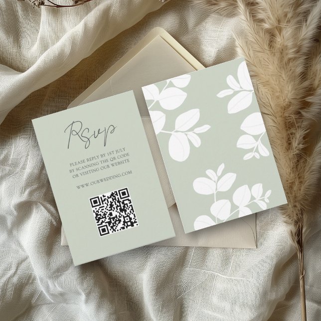 RSVP de Casamento Eucalyptus Verde da Sage Moderna (Criador carregado)