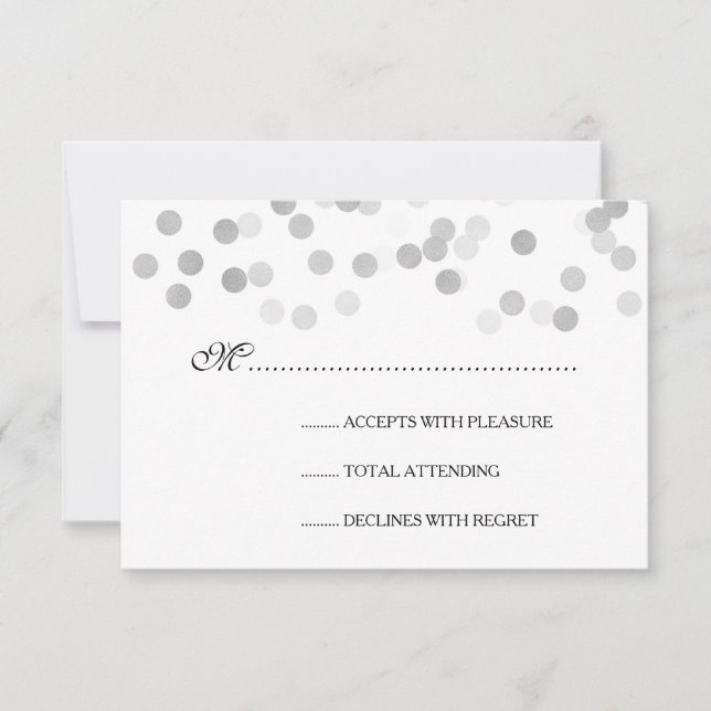 RSVP de Casamento Faux Silver Foil Glitter Lights (Frente)