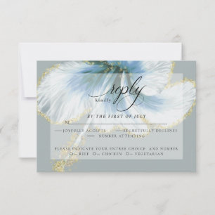 RSVP de casamento Flor de Hibiscus de Cor Azul