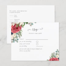 RSVP de Casamento Floral Azul Branco Azul