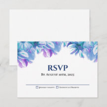 RSVP de Casamento Floral Azul Elegante