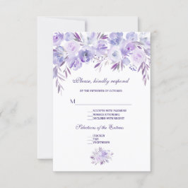 RSVP de Casamento Floral Azul Púrpura Claro