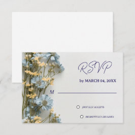 RSVP de casamento floral azul suave