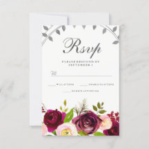 RSVP de Casamento Floral Blush & Burgundy