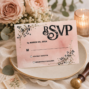 RSVP de casamento floral botânico rosa poeirento