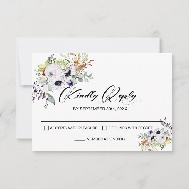 RSVP de Casamento Floral Branco (Frente)