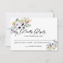 RSVP de Casamento Floral Branco