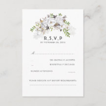 RSVP de Casamento Floral Branco