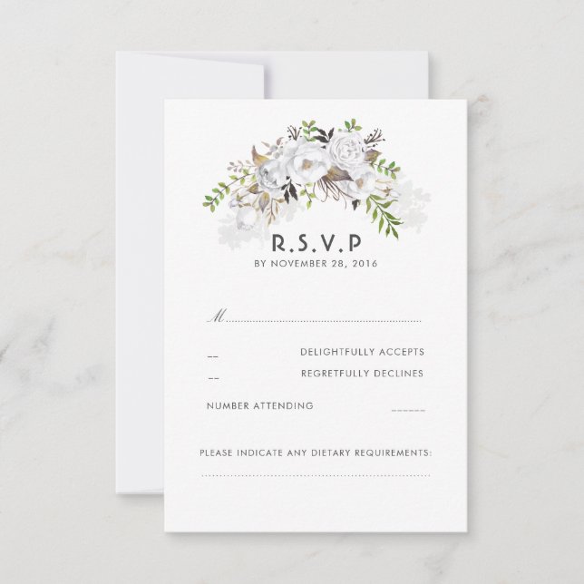 RSVP de Casamento Floral Branco (Frente)