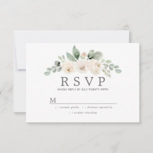 RSVP de Casamento Floral Branco Botânico