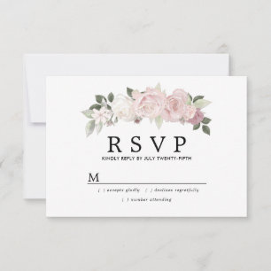 RSVP de Casamento Floral Branco Rosa-Rosa-Rosa-Ros