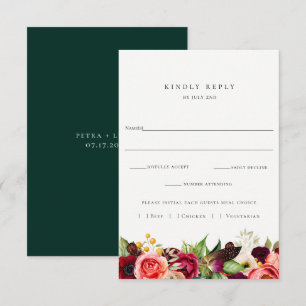 RSVP de Casamento Floral Colorida com Cartão de E