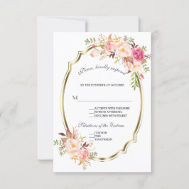 RSVP de Casamento Floral Cor-de-Rosa-Blush Dourado