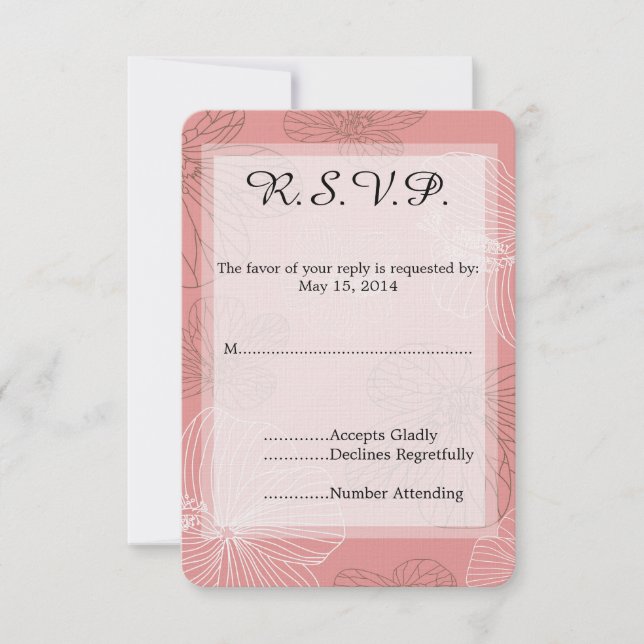 RSVP de Casamento Floral Cor-de-Rosa Escrito (Frente)
