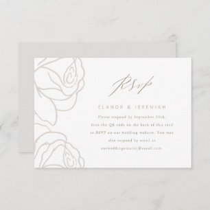 RSVP de Casamento Floral da Cinza Elegante com Cód