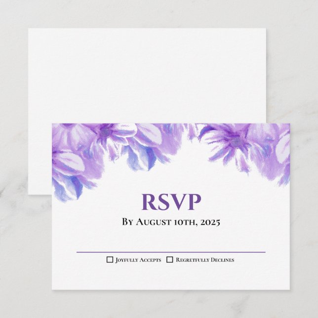RSVP de Casamento Floral da Lavanda Russa (Frente/Verso)