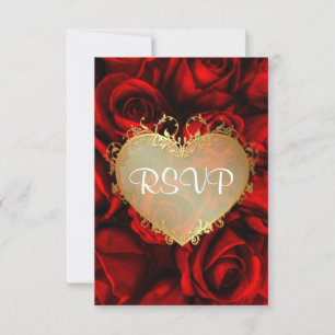 RSVP de Casamento Floral da rosa vermelha