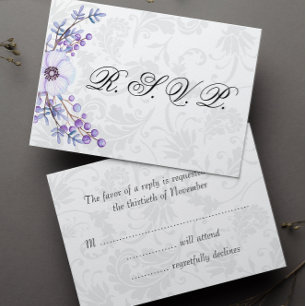RSVP de Casamento Floral das Cinzas Elegantes e RS