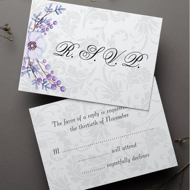 RSVP de Casamento Floral das Cinzas Elegantes e RS (Criador carregado)