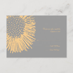 RSVP de Casamento Floral de Abstrato Amarelo e Cin