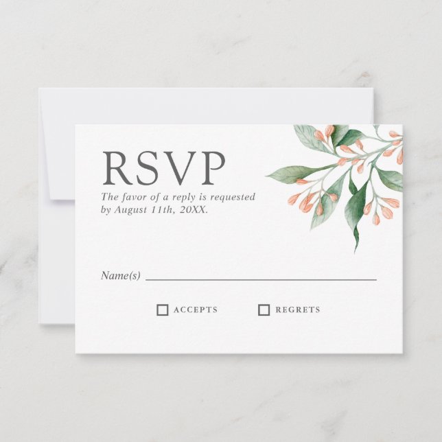 RSVP de Casamento Floral de Aquarela Elegante Simp (Frente)
