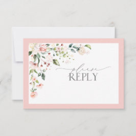 RSVP de Casamento Floral de Aquarela Rosa Elegante