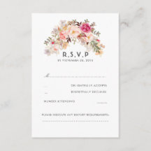 RSVP de Casamento Floral de Blush Rosa