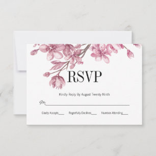 RSVP de Casamento Floral de Cereja Rosa Blossom