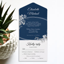 RSVP de Casamento Floral de Cor Azul de Água Marin