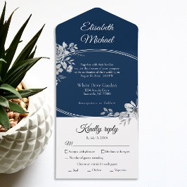 RSVP de Casamento Floral de Cor Azul de Água Marin