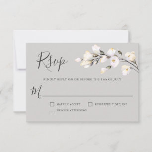 RSVP de Casamento Floral de Cor Branca