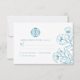RSVP de Casamento Floral de Felicidade Dupla Chine