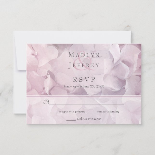 RSVP de Casamento Floral de Hydrangea Púrpura Cor- (Frente)