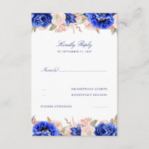 RSVP de Casamento Floral de marinho e Rosa