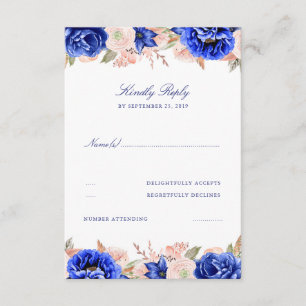 RSVP de Casamento Floral de marinho e Rosa