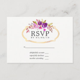 RSVP de Casamento Floral de Molas Púrpuras e Viole