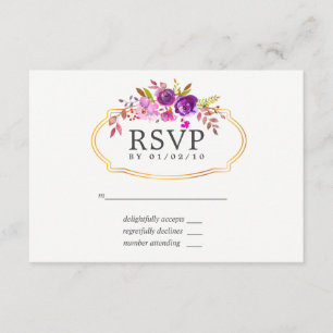 RSVP de Casamento Floral de Molas Púrpuras e Viole